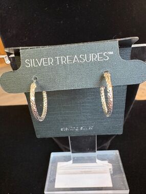 Sterling Silver Hoop Earrings - Textured Hoop Earrings
